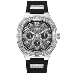Guess Men’s Quartz Black Silicone Strap Silver Dial 46mm Watch GW0641G1