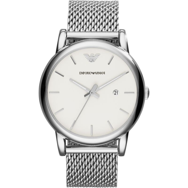 Emporio Armani Men’s Quartz Stainless Steel White Dial 41mm Watch AR1812