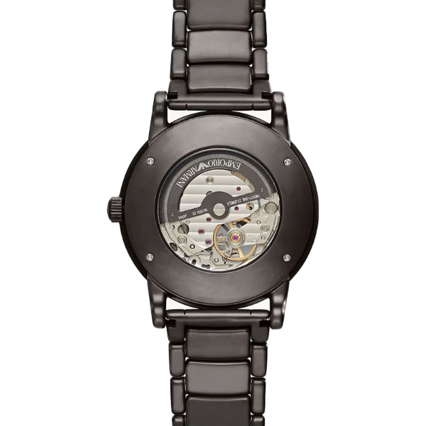 Emporio Armani Men’s Automatic Grey Stainless Steel Black Dial 43mm Watch AR60010