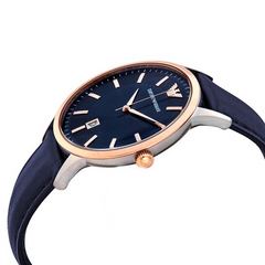 Emporio Armani Men’s Quartz Dark Blue Leather Strap Blue Dial 43mm Watch AR11188