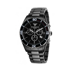 Emporio Armani Men’s Chronograph Black Ceramic Chain Black Dial 43mm Watch AR1421