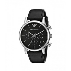 Emporio Armani Men’s Chronograph Quartz Leather Strap Black Dial 41mm Watch AR1733