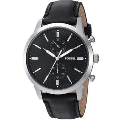 Fossil Men’s Quartz Leather Strap Black Dial 44mm Watch FS5396