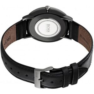 Hugo Boss Men’s Quartz Black Leather Strap Grey Dial 40mm Watch 1513540