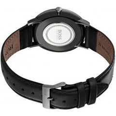 Hugo Boss Men’s Quartz Black Leather Strap Grey Dial 40mm Watch 1513540
