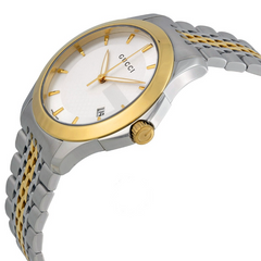 Gucci Unisex Swiss Made Quartz Stainless Steel Silver Dial 38mm Watch YA126409