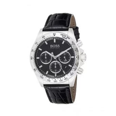 Hugo Boss Men’s Chronograph Leather Strap Black Dial 45mm Watch 1513752