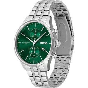 Hugo Boss Men’s Quartz Silver Stainless Steel Green Dial 42mm Watch 1513975
