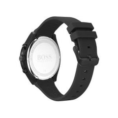 Hugo Boss Men’s Quartz Silicone Strap Black Dial 44mm Watch 1513720