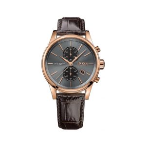 Hugo Boss Men’s Chronograph Quartz Leather Strap Grey Dial 41mm Watch 1513281