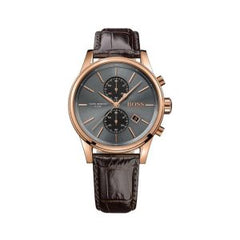 Hugo Boss Men’s Chronograph Quartz Leather Strap Grey Dial 41mm Watch 1513281
