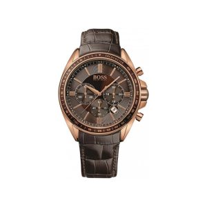 Hugo Boss Men’s Quartz Lather Strap Brown Dial 43mm Watch 1513093
