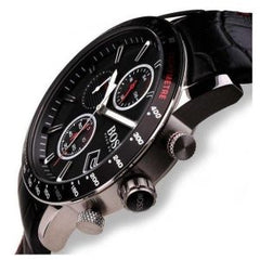 Hugo Boss Men’s Quartz Leather Strap Black Dial 44mm Watch 1513390