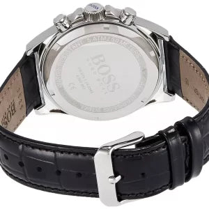 Hugo Boss Men’s Chronograph Leather Strap Black Dial 45mm Watch 1513752