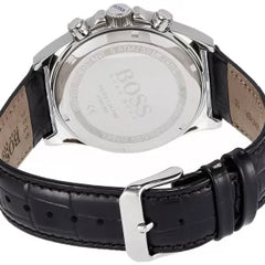 Hugo Boss Men’s Chronograph Leather Strap Black Dial 45mm Watch 1513752