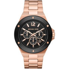 Michael Kors Men’s Quartz Rose Gold Stainless Steel Black Dial 45mm Watch MK89