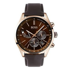 Hugo Boss Men’s Chronograph Leather Strap Brown Dial 44mm Watch 1513605